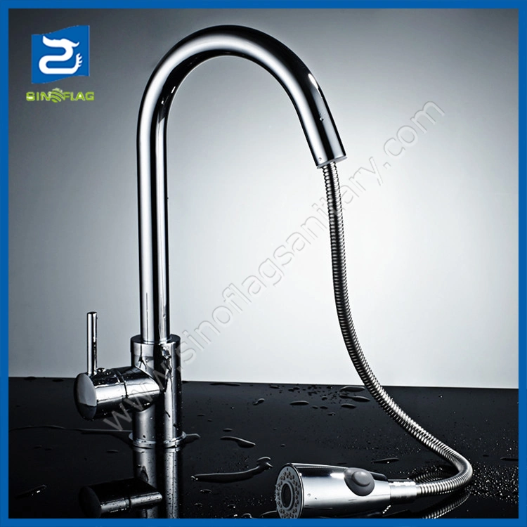 Pull out Brass Kitchen Water Mixer Sink Faucet Tap