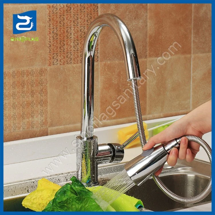 Pull out Brass Kitchen Water Mixer Sink Faucet Tap