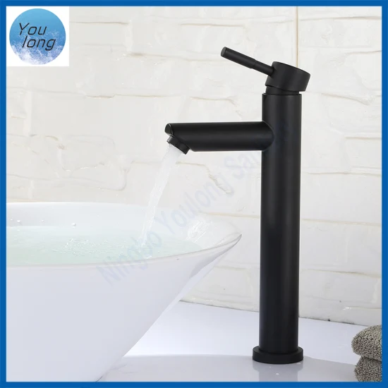 Antique Hot Cold Water Mixer Faucet 304 Stainless Steel Matt Black Bathroom Sink Basin Tap